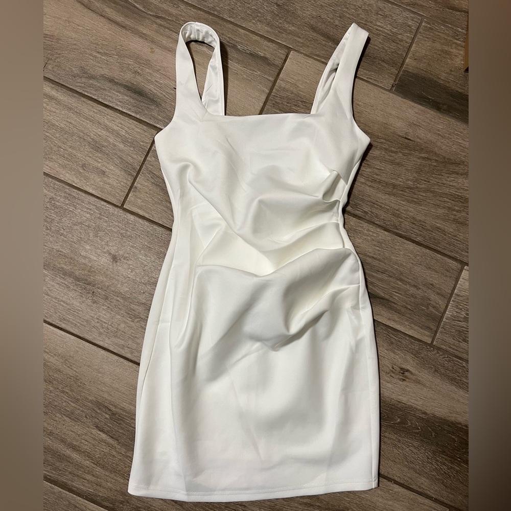 SHOWPO BIG LOVE MINI DRESS - SQUARE NECK BODYCON DRESS IN WHITE